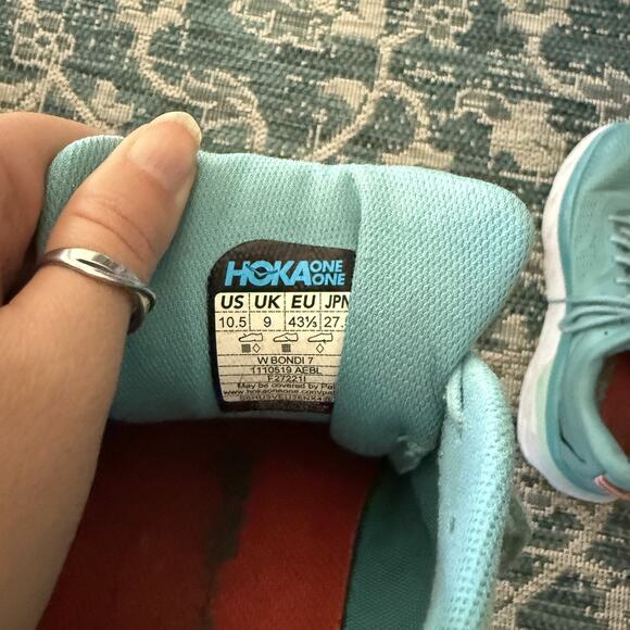 Hoka One One Bondi 7 Shoes Womens Size 10.5 Blue Mesh Athletic Running Cushion - Picture 10 of 10